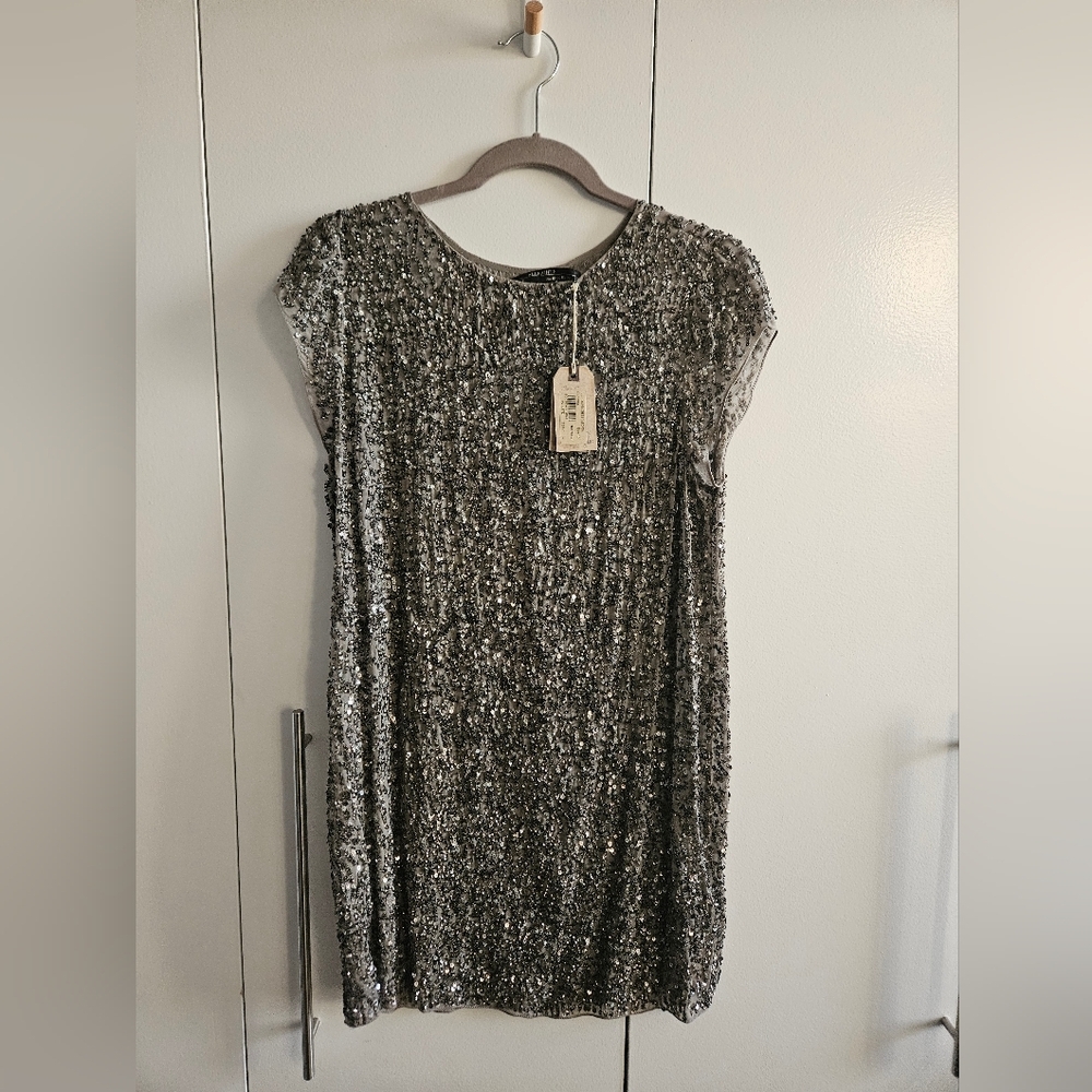 NWT All Saints Sequin Dress Size 6 - Picture 1 of 9